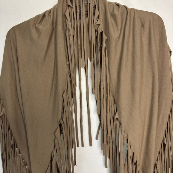 Taupe Fringe Infinity Scarf Shawl Wrap Boho Western Festival Layering - Picture 2 of 9